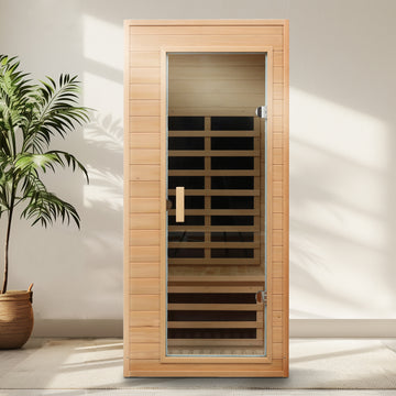 Hemlock One Person Infrared Sauna Room with Built-in Roof Vent and LCD Control Panel
