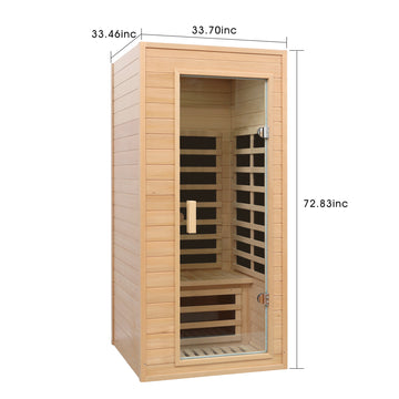 Hemlock One Person Infrared Sauna Room with Built-in Roof Vent and LCD Control Panel