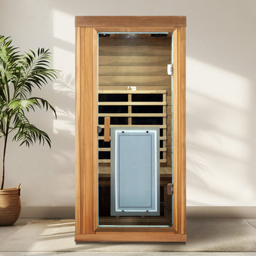 One Person Far Infrared Red Cedar Indoor Sauna with Bluetooth and LED Light