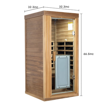 One Person Far Infrared Red Cedar Indoor Sauna with Bluetooth and LED Light
