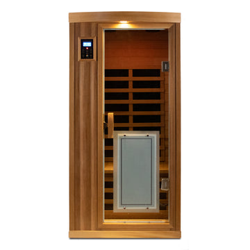 Low EMF One-Person Far Infrared Red Cedar Deluxe Indoor Sauna with Bluetooth Audio & LED Lighting (Left & Right)