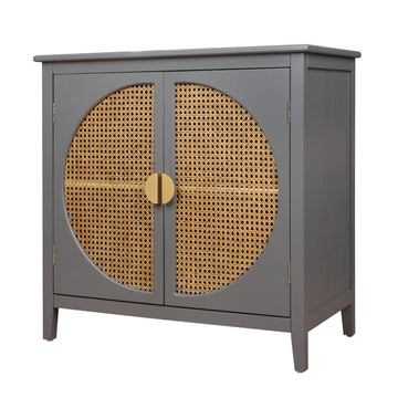 Storage Cabinet with Rattan Doors, Accent Cabinet with Shelf, Sideboard Cabinet 2 Door Buffet Server Console Cabinet for Kitchen Dining Room Living Room Hallway