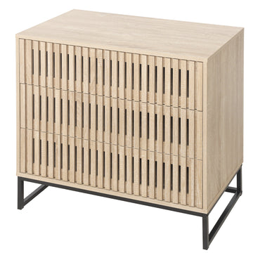 3 Drawer Cabinet for Bedroom, Modern Closet Dressers Chest of Drawers, Storage Dresser Chest Cabinet Organizer Unit, Small Fluted Dresser for Bedroom