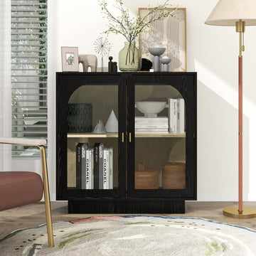 Storage Cabinet with Acrylic Door for Living Room 2 Door Storage Cabinet Sideboard Cabinet Entryway Cabinet, Black
