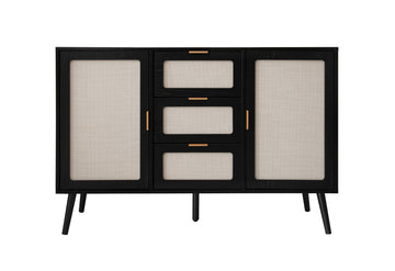 Storage Cabinet with 3 Drawers Sideboard Cabinet 2 Door Accent Storage Cabinet for Living Room Bedroom Kitchen, Black