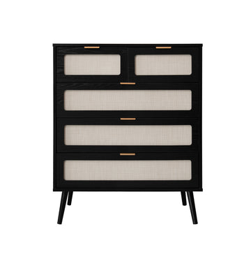 5 Drawer Dresser Modern Closet Dressers Chest of Drawers Storage Cabinet with Drawers Entryway Cabinet for Living Room, Black