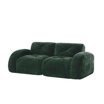 2 Seater Tufted Boneless Sofa Soft Velvet No Assembly Ergonomic Design Green