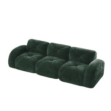 110 Inch Boneless Modular Sectional Sofa Velvet Tufted 32D Foam No Assembly Anti Slip For Study Home Theater Green