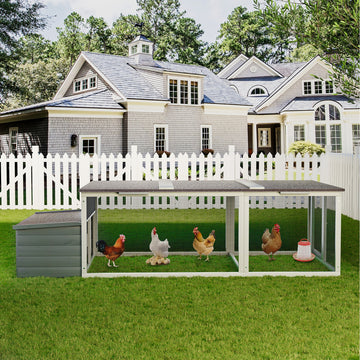 Compact Chicken Coop with Pull Out Nesting Box Slatted Waterproof Roof and Multi Door Design for Small Patios