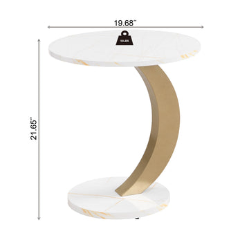Modern Golden Nesting Coffee Table Set of 2 Oval and Round Tables for Living Room