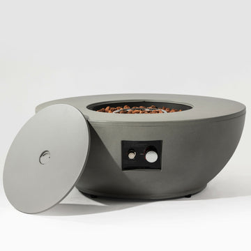 Outdoor Propane Fire Pit Bowl 50000 BTU Steel Round Fire Pit with Cover