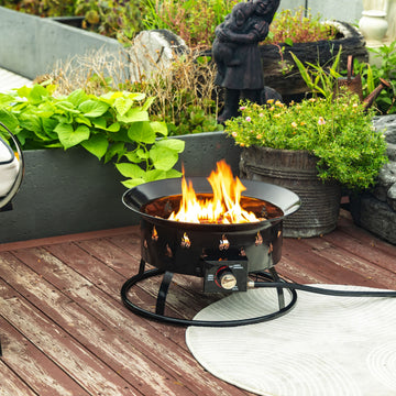 19 Inch Portable Outdoor Propane Fire Pit with Lava Rocks