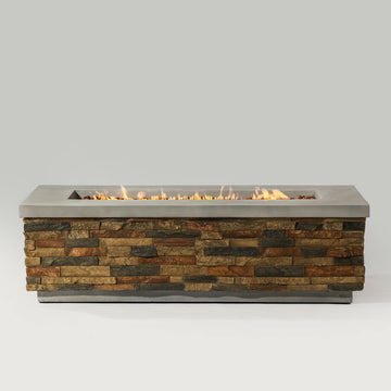 60 Inch Concrete Rectangular Propane Fire Pit Table