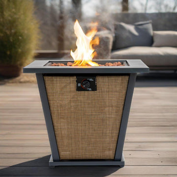 28 Inch Outdoor Propane Fire Pit Table with Steel and Textilene Body