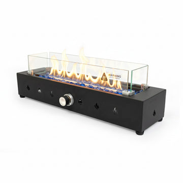 28 Inch Rectangular Propane Fire Pit 40000 BTU Steel Wind Resistant Outdoor Fire Pit Glass Beads Design