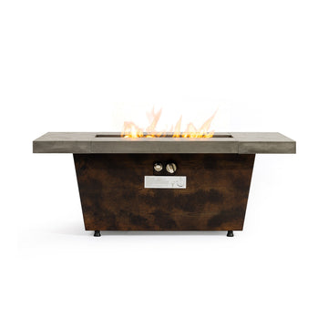 42 Inch Gas Fire Pit Table, Rectangle Fire Pit Table with Cement-Imitating Texture Effect Design, 50000 BTU Outdoor Firepit Table for Patio, Backyard, Garden Heating
