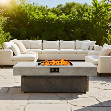 30 Inch Rectangle Propane Fire Pit Table 50000 BTU Outdoor Steel Fire Table