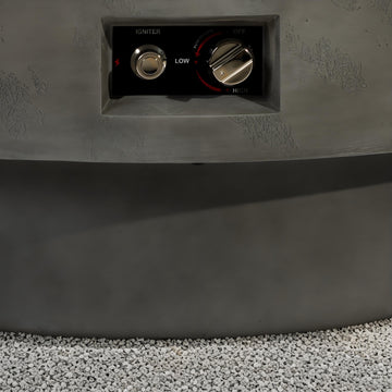 34-inch Round Propane Fire Pit Table, 50,000BTU Outdoor Fire Pit Table with Round Burner Lid, Glass Rocks, and Cover