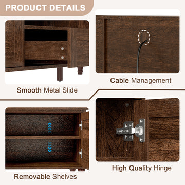American Retro Farmhouse TV Stand Large Storage Wood Media Console with Doors and Drawer for Living Room