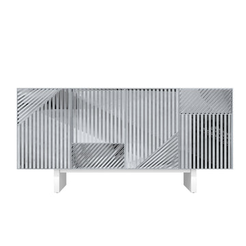 62.91 in W Modern Stainless Steel Buffet Sideboard with 4 Door Storage Cabinet Silver