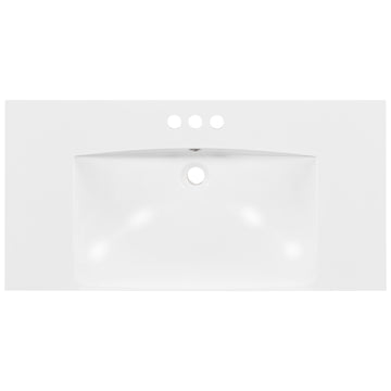 36 Inch Bathroom Vanity Resin Sink Top Three Hole White