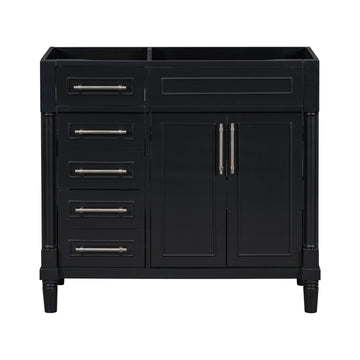 36 Inch Modern Bathroom Vanity Cabinet No Sink Solid Wood Frame Black