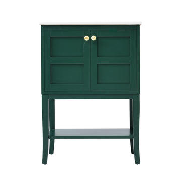 24 Inch Modern Bathroom Vanity With Resin Sink And Two Doors Green