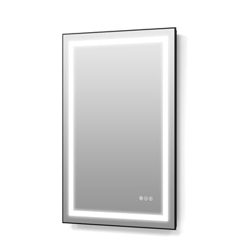 24 in. x 32 in. Black LED Bathroom Mirror with Aluminum Frame Anti Fog and Dimmable Light