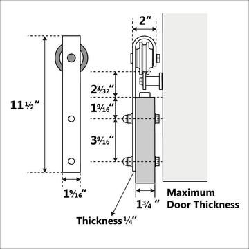 6 ft./72 in. Black Steel Bent Strap Sliding Barn Door Track and Hardware Kit for Single Door with Floor Guide