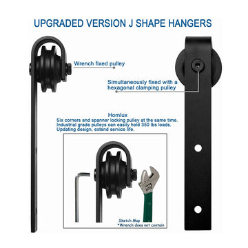 11.5 in. Black J-Shape Steel Barn Style Sliding Door Hardware Replacement Roller (2-Pack)