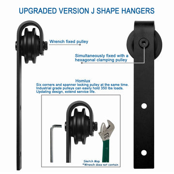 9 ft./108 in. Black Bent Strap Sliding Barn Door Track and Hardware Kit for Single Door with Floor Guide