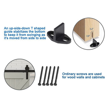 6.6 ft./79 in. Black Sliding Barn Door Track and Hardware Kit with I-Shape Hanger For Single Door