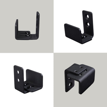 1.43 in. Black Steel U Shape Heavy-Duty Sliding Barn Door Floor Guide Hardware