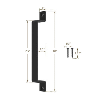 10 in. Black Steel Sliding Barn Door Handle with Screw Accessories