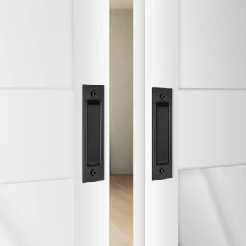 6.5 in. x 2 in. Steel Black Flush Pull Sliding Barn Door Handle Hardware (One piece)