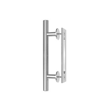 12 in. Stainless Steel Ladder Pull and Flush Sliding Barn Door Handle Set