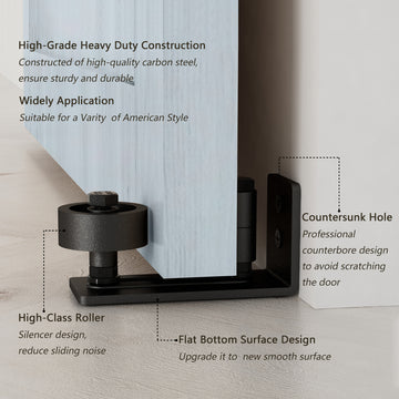 4.88 in. Black Steel Heavy-Duty Adjustable Sliding Barn Door Floor Guide Hardware