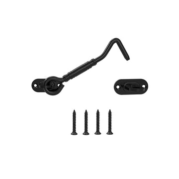 4 in. Black Steel Sliding Barn Door Hook Lock Latch