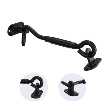 4 in. Black Steel Sliding Barn Door Hook Lock Latch