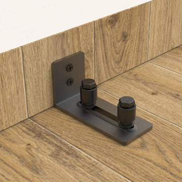 4.86 in. Black Steel Heavy-Duty Sliding Barn Door Floor Guide Hardware (2-Pack)