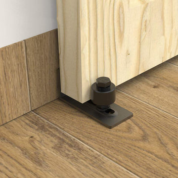 3.66 in. Black Steel Adjustable Heavy-Duty Sliding Barn Door Floor Guide Hardware