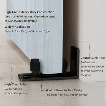 4.86 Black Steel Adjustable Heavy-Duty Sliding Barn Door Floor Guide Hardware
