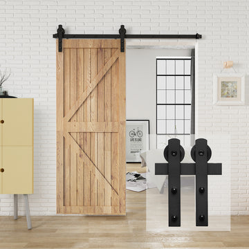 6 ft./72 in. Black Sliding Barn Door Track and Hardware Kit with I-Shape Hanger For Single Door