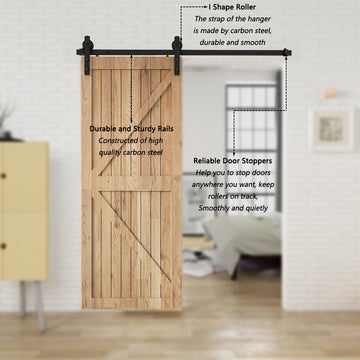 6 ft./72 in. Black Sliding Barn Door Track and Hardware Kit with I-Shape Hanger For Single Door