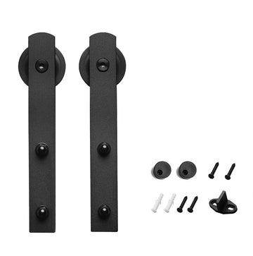 11.5 in. Black Steel Straight Strap Barn Style Sliding Door Hardware Replacement Roller