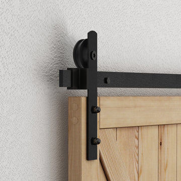 11.5 in. Black Steel Straight Strap Barn Style Sliding Door Hardware Replacement Roller