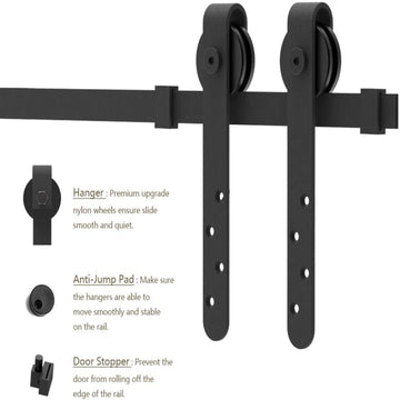4 ft./48 in. Mini Black for Single Door Cabinet Steel Classic Sliding Barn Door Hardware Kit