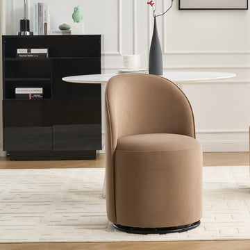 Swivel Barrel Chair Velvet Dining Chair 360 Degree Round Armless Accent Chair for Bedroom Living Room