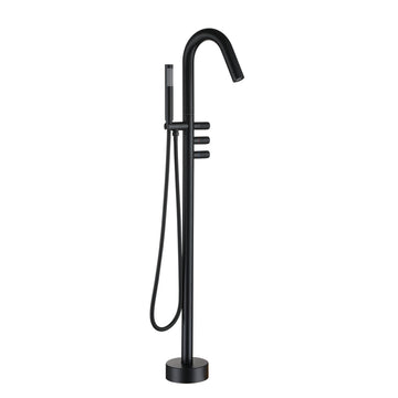 Boyel Living Freestanding Floor Mount 3-Handle Bath Tub Filler Faucet with Handheld Shower and Water Supply Lines