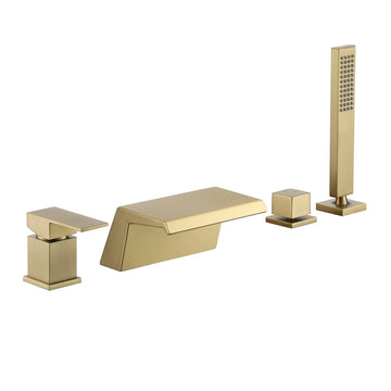 Boyel Living Single-Handle Tub Deck Mount Roman Tub Faucet with Hand Shower and Water Suply Hose